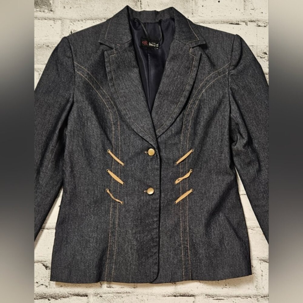 90's Vintage Edward'os Denim Blazer - Picture 4 of 12